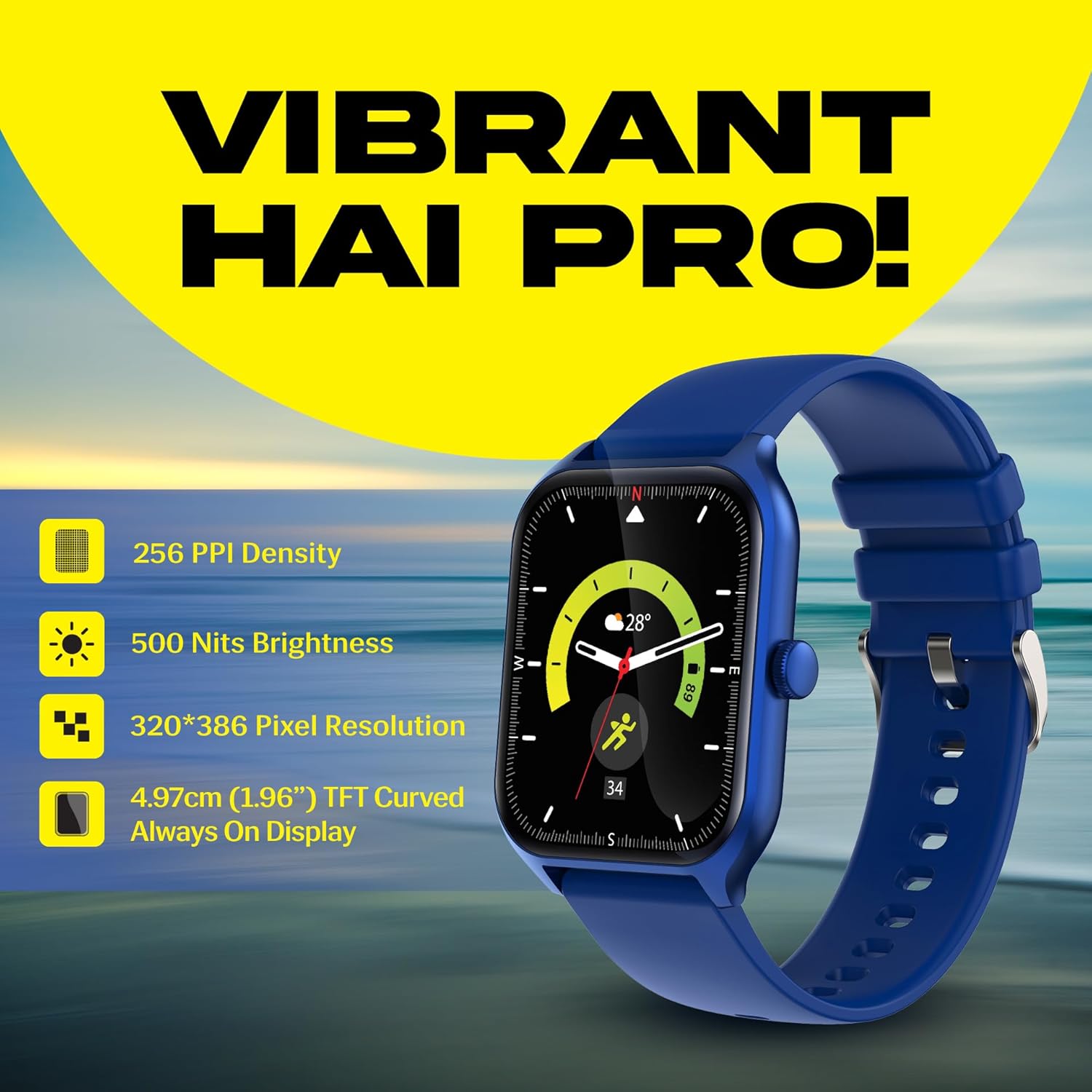 Prowatch VN with 2 Year Warranty | 1.96" TFT Display with High Resolution 320 * 386 | BT Calling | 500 Nits Brightness | Zinc Alloy Metal Body | IP67, Inbuilt Games