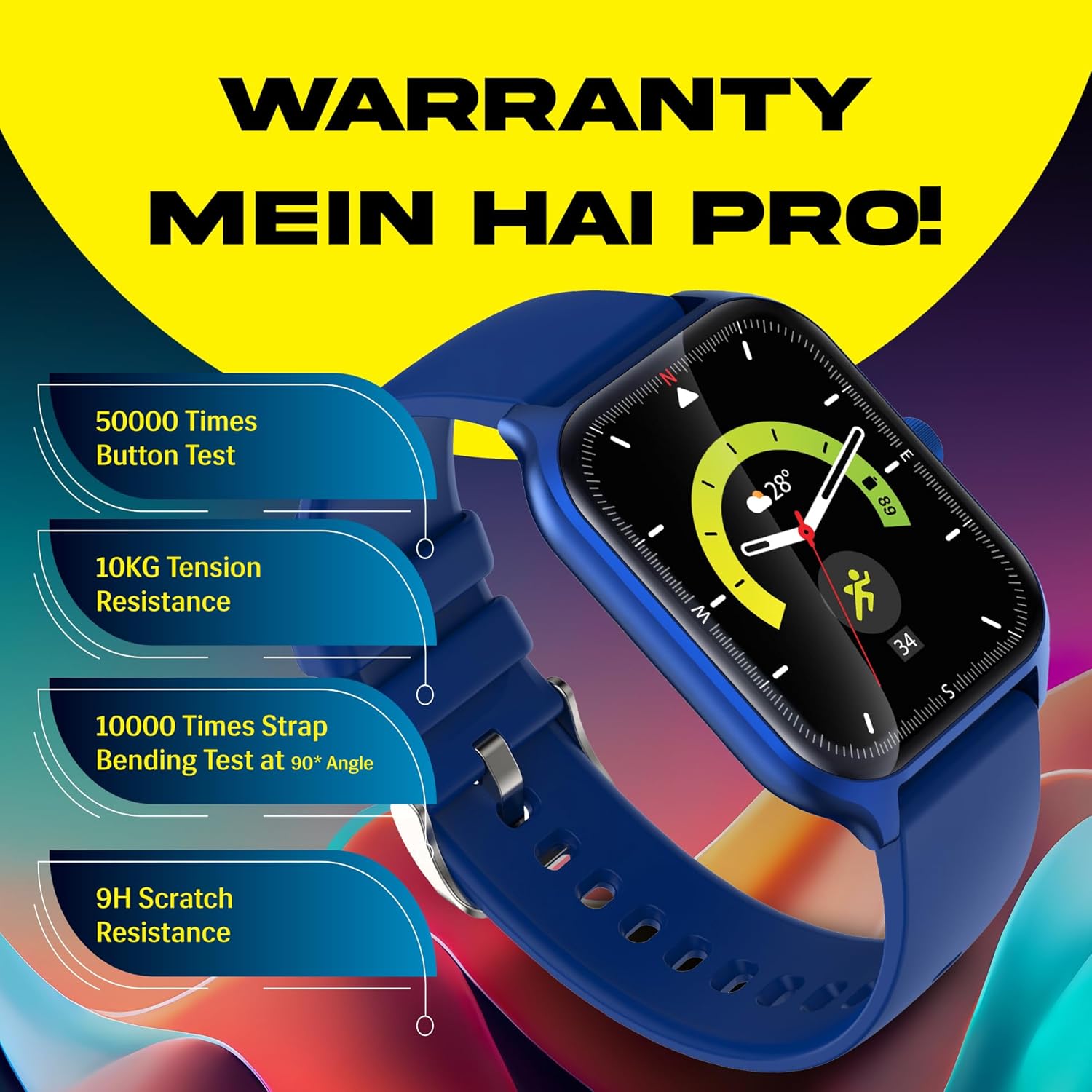 Prowatch VN with 2 Year Warranty | 1.96" TFT Display with High Resolution 320 * 386 | BT Calling | 500 Nits Brightness | Zinc Alloy Metal Body | IP67, Inbuilt Games