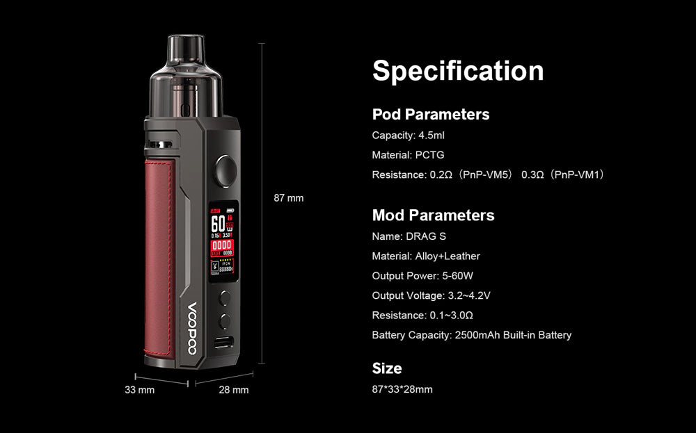 VOOPOO DRAG S MOD POD KIT with Free Battery & Flavour