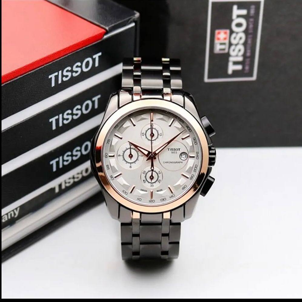 Tissot Couturier 1853 Tachy Chronograph White Dial Rose Gold Dual Tone Watch