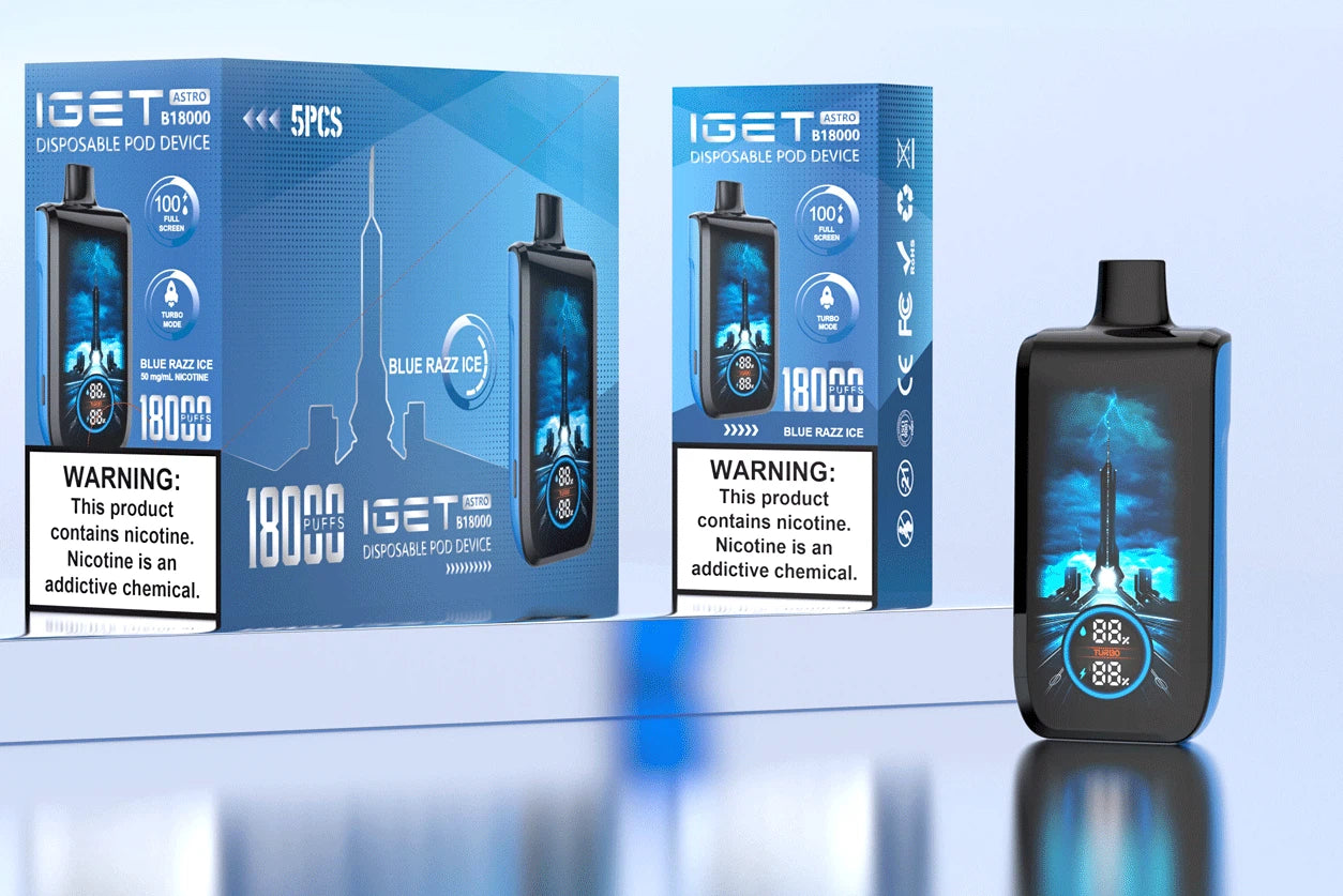 iGet Astro B18000 Puffs with Full Screen Digital Display